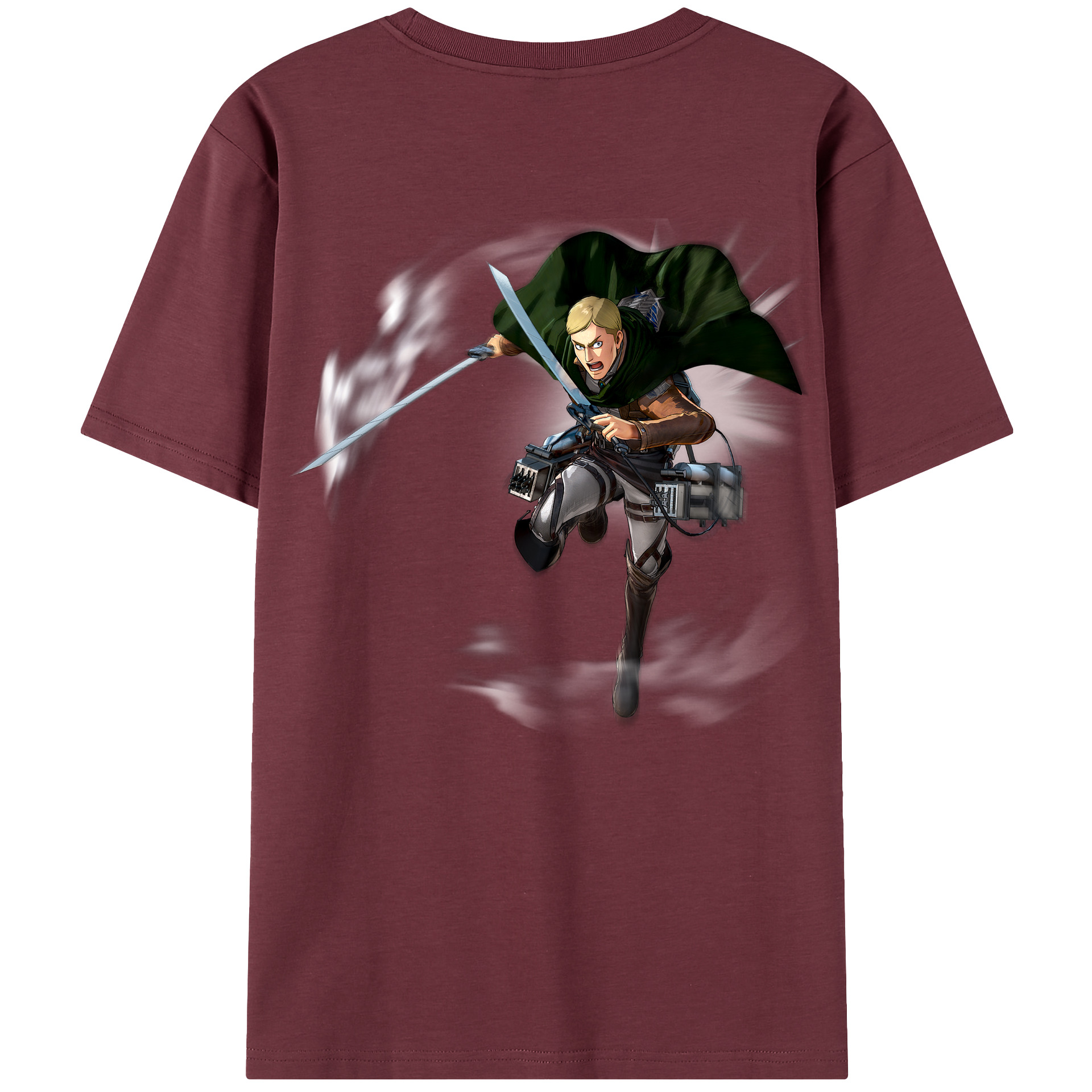 （画像用） 進撃の巨人 エルヴィン・スミス Attack on Titan Erwin Smith 綿100％半袖Tシャツ（背面プリント）